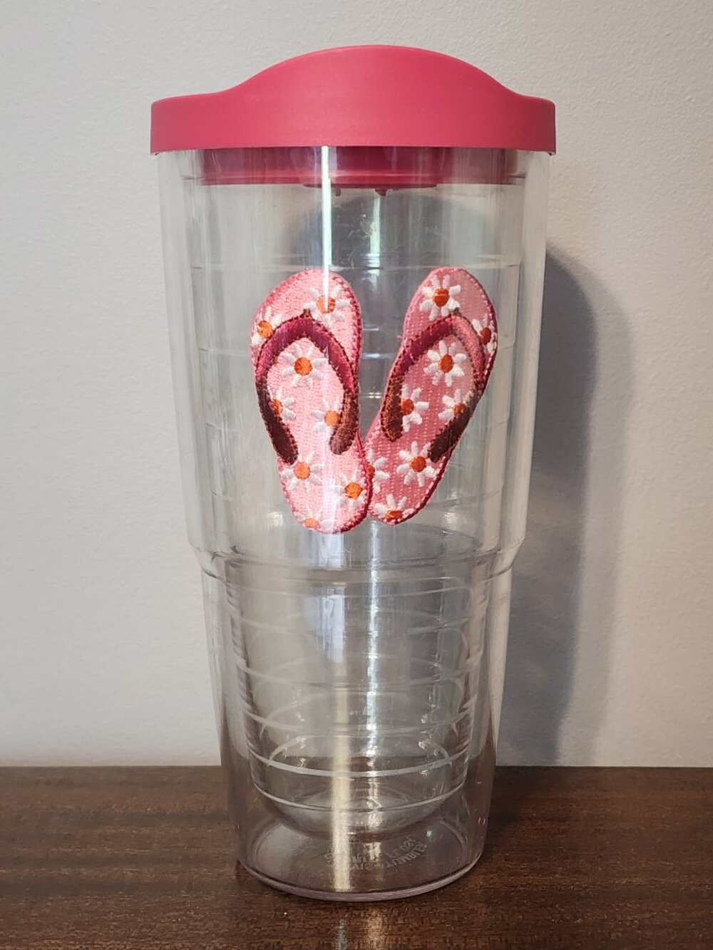 Tervis Colorful Floral Pink Patchwork Flip Flop Tumbler 24oz - Used
